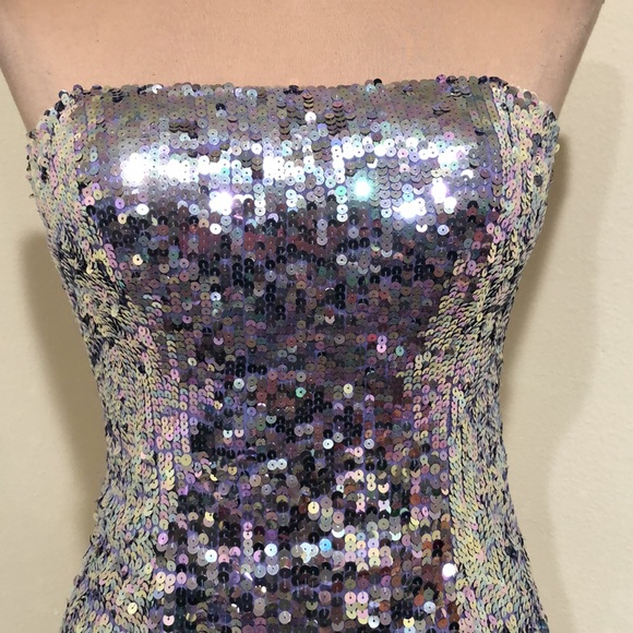 NWT-Sherri Hill Dress Size 8 Lilac Pastel Purple Sequin Mini Style 8433 - Picture 3 of 11